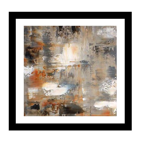 Neutral with Orange Abstract Print