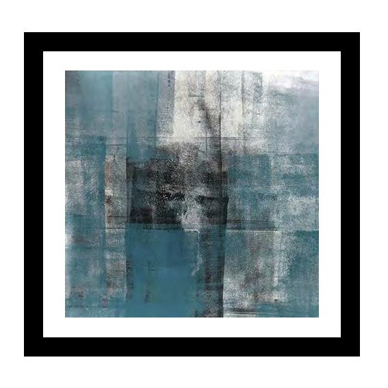 Blue & Light Grey Cubism Abstract Print