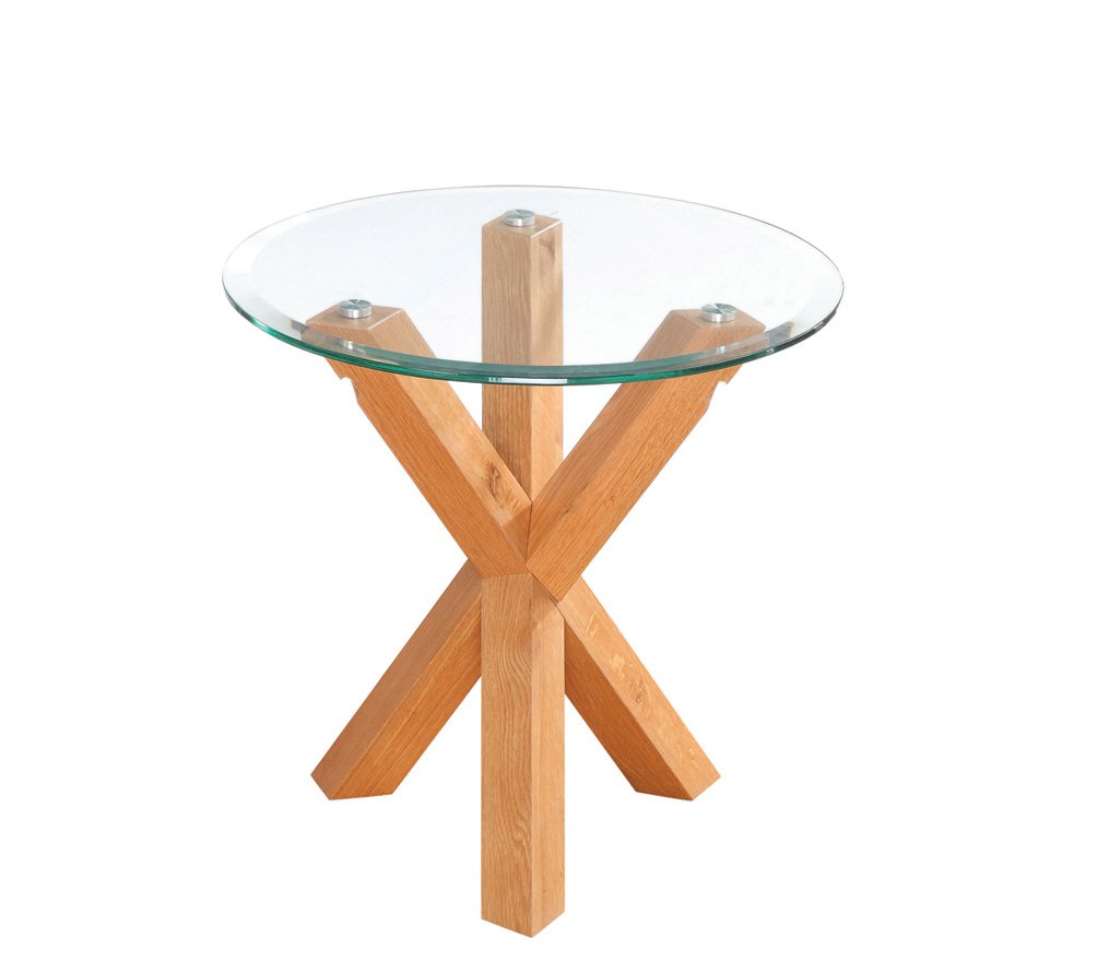 Olivia Circular Glass Lamp Table 