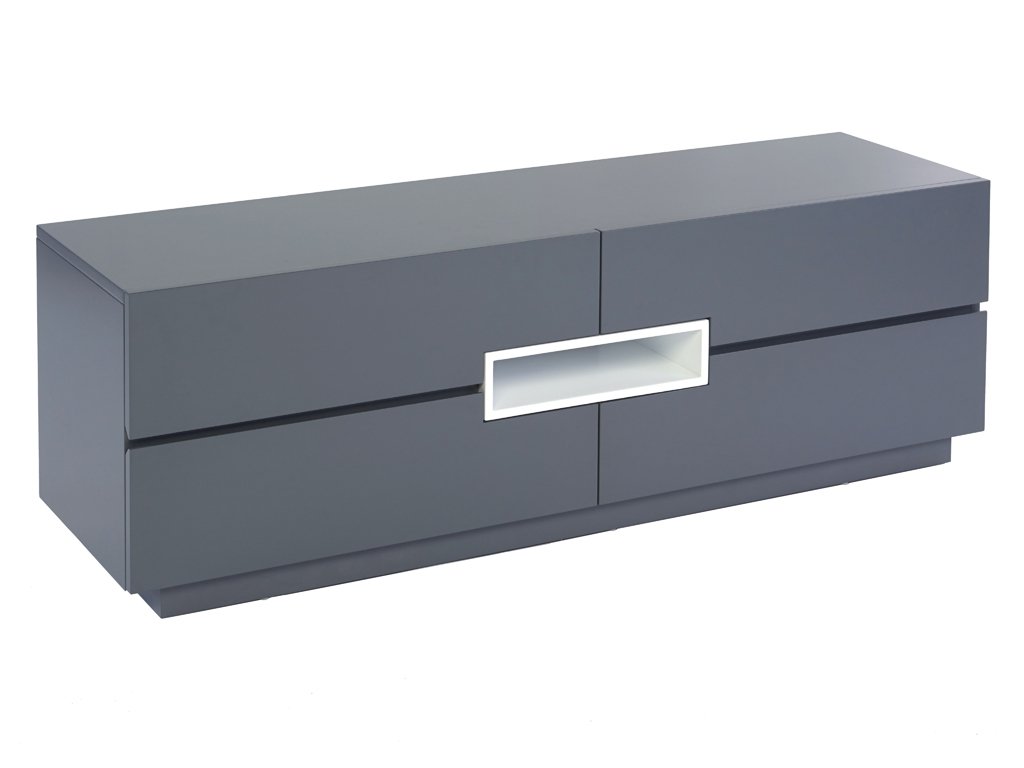 Sapphire Low Grey & White Lacquer TV Unit