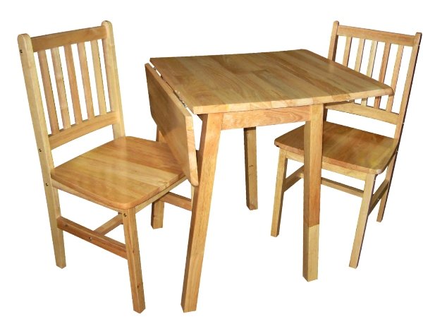 Malta Drop Leaf Rubberwood Dining Table with 2 Chairs