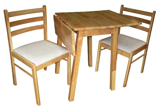 Malta Drop Leaf Rubberwood Dining Table with 2 Sicily Chairs