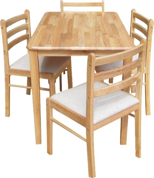 Malta Small Rubberwood Dining Table with 4 Sicily Chairs