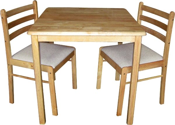 Malta Square Rubberwood Dining Table with 2 Sicily Chairs