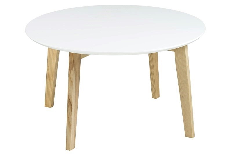 Molly Coffee Table in White with Oak Legs