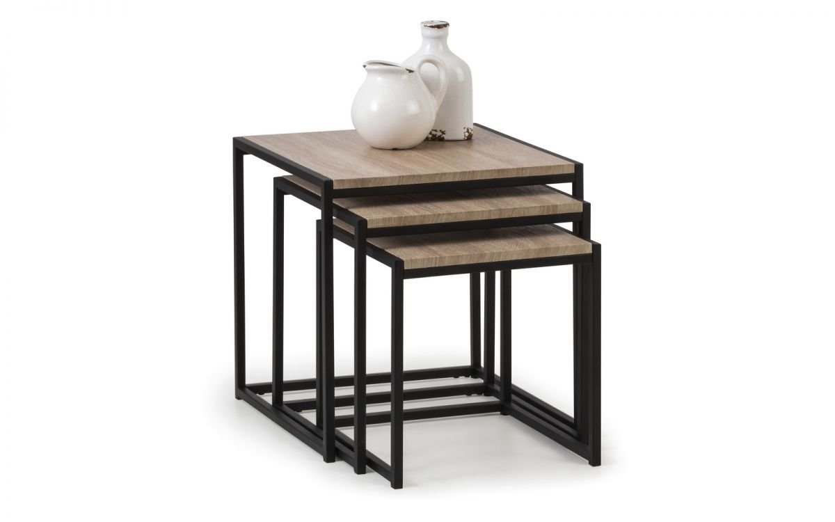 Tori Black Metal & Oak Effect Table Nest