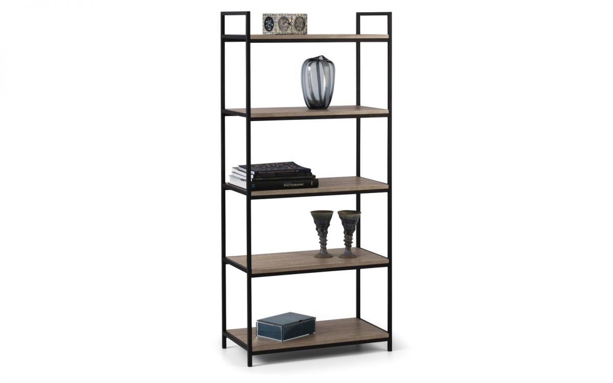 Tori Black Metal & Oak Effect Tall Bookcase